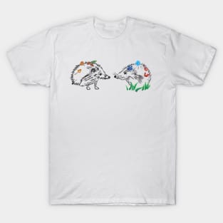 Cute Hedgehogs Drawing T-Shirt